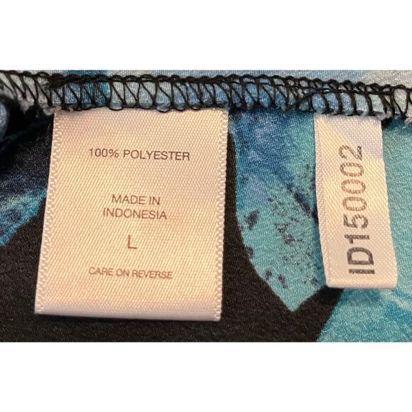 7TH AVENUE DESIGN STUDIO TUNIC BLOUSE, WOMENS, L, BLUE CRANBERRY BLACK FLORAL - Picture 10 of 11